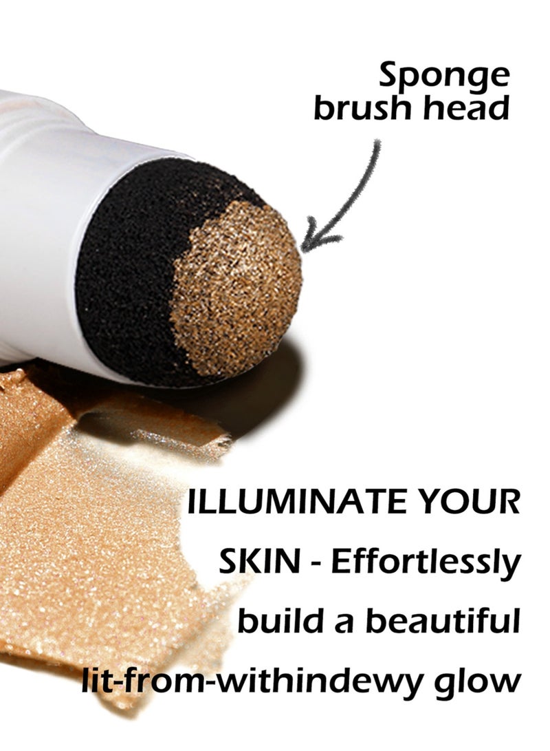 JULIA POP High Gloss Stick, Shine Shimmer Luminizer Waterproof Highlighter Stick, Sparkle Body Illuminator for Face Body Collarbones Crystal Gold  - Image 4