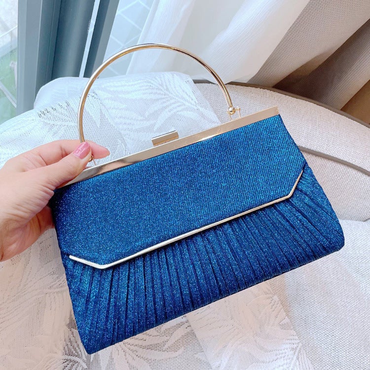 Texture Handbag Pleated Shining Dinner Elegant Clutch Bag Banquet Bag Crossbody Small Bag Dress Ktv Princess Bag - Image 5