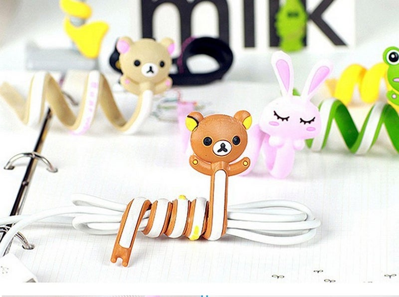 Yueton Pack Of 10 Cute Frog Pink Rabbit Cat Bears Cable Tie Cord Organizer Headset Headphone Earphone Wrap Winder/Fixer Holder/Cord Manager/Cable Winder - Image 2