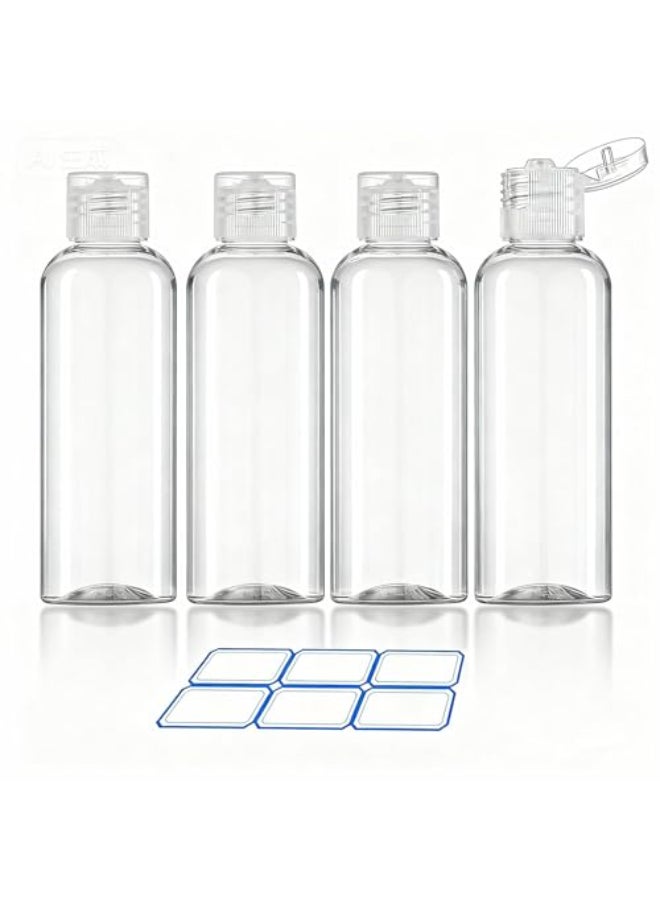 DTDNZKN 4 Pack 34 Oz 100ml TSA Approved Travel Bottles for Toiletries Leak Proof Plastic Travel Essentials Accessories with Labels - Image 1