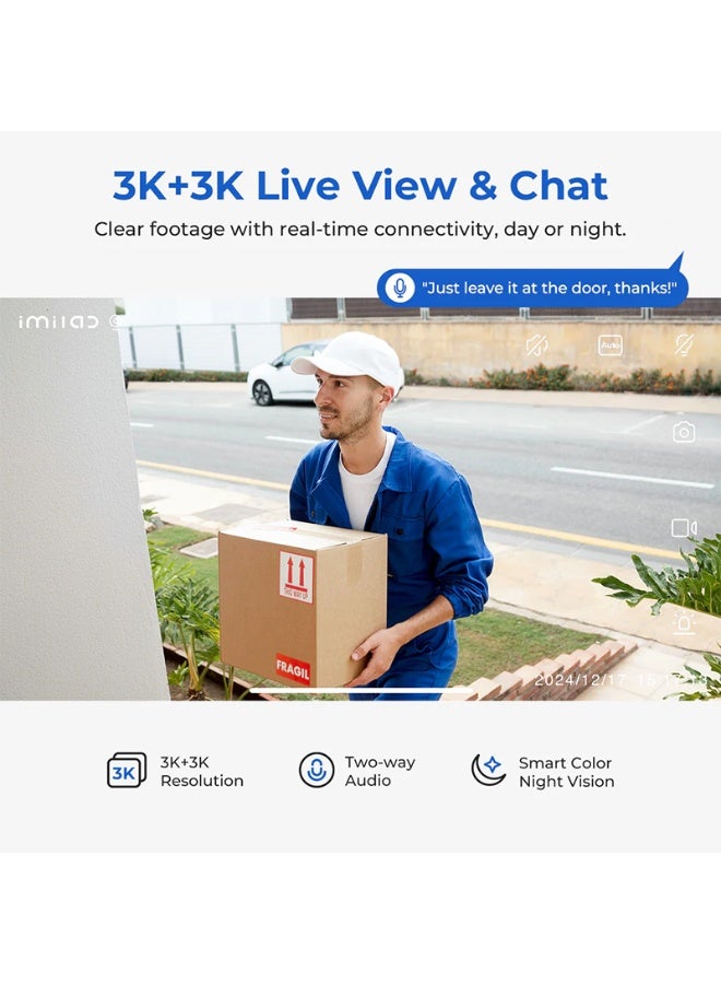 إيميلاب كاميرا مراقبة إميلاب ذكية خارجية ثنائية بدقة 3K+3K واي فاي تعمل بالكهرباء مع كشاف ضوء EC6-Dual Pro - أبيض - Image 5
