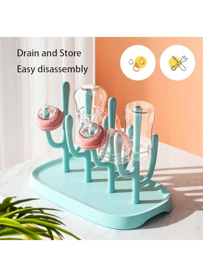 MiniMe Baby Bottle Drying Rack with Removable Drip Tray | BPA‑Free PP Plastic | Blue | Holds8 Bottles, Nipples & Accessories | Countertop Space‑Saver | Easy‑Clean - Image 2
