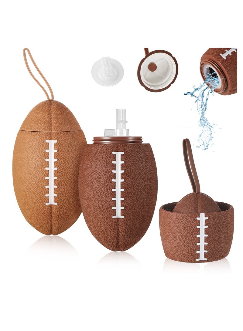 SOLARAE American Football Water Bottle, Collapsible Rugby Sports Water Bottle, Squeezable Sports Water Bottle, Shockproof Leakproof Drinking Bottle,  for School, Outdoor Sport, Travel (25oz 750ml) - Image 1