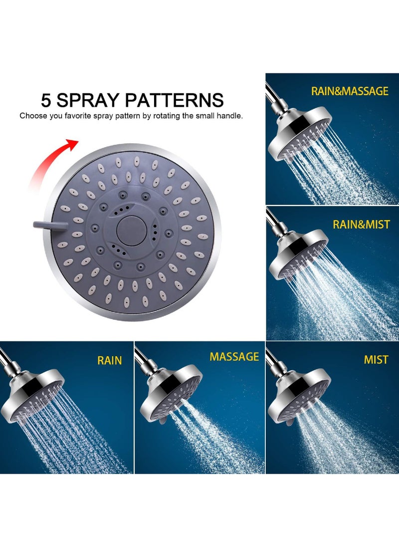Rock Pow - Shower Head and 15 Stage Shower Filter Combo High Pressure 5 Spray Settings Filtered Showerhead with Water Softener Filter Cartridge for Hard Water Remove Chlorine and Harmful Substances - Image 1