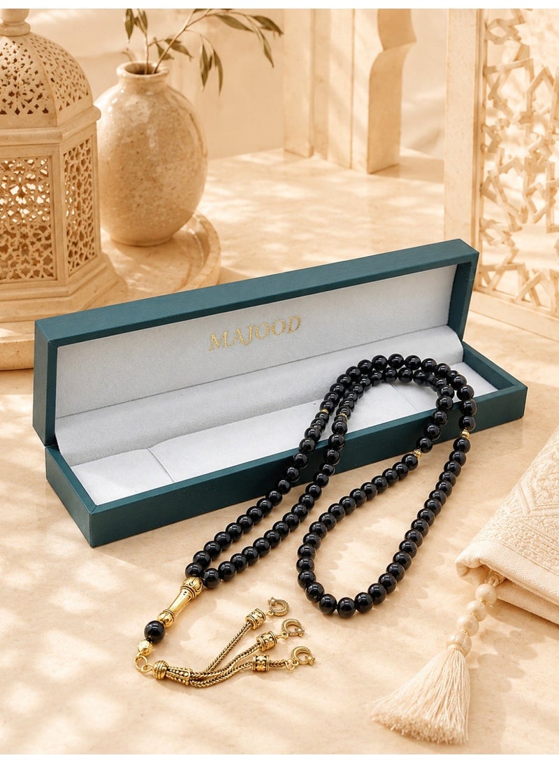 MAJOOD/99 Natural Agate Round Stone Prayer Beads/Tasbih/8MM/For Men and Women/Gift Box Set Suitable for Ramadan Gifts - Image 2