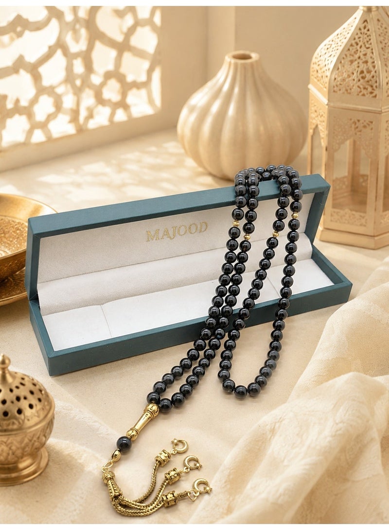 MAJOOD/99 Natural Agate Round Stone Prayer Beads/Tasbih/8MM/For Men and Women/Gift Box Set Suitable for Ramadan Gifts - Image 4