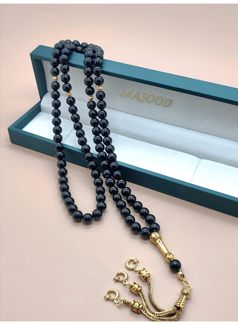 MAJOOD/99 Natural Agate Round Stone Prayer Beads/Tasbih/8MM/For Men and Women/Gift Box Set Suitable for Ramadan Gifts - Image 5
