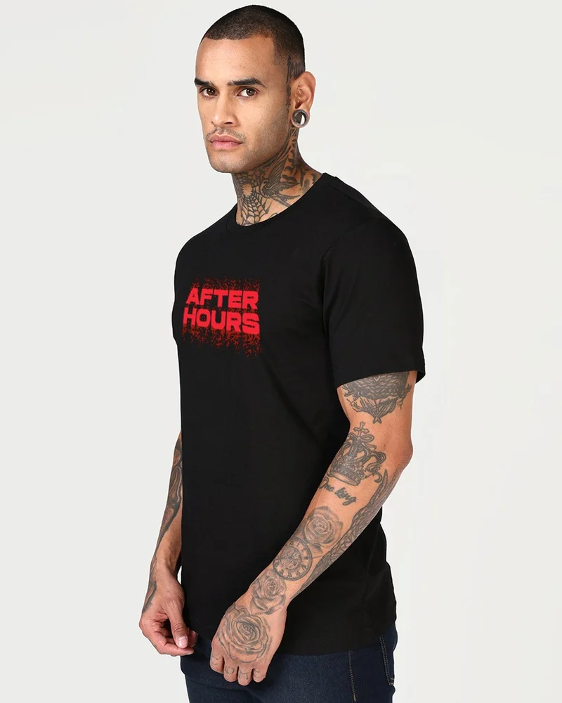 Men's Jet Black After Hours Typography T-shirt