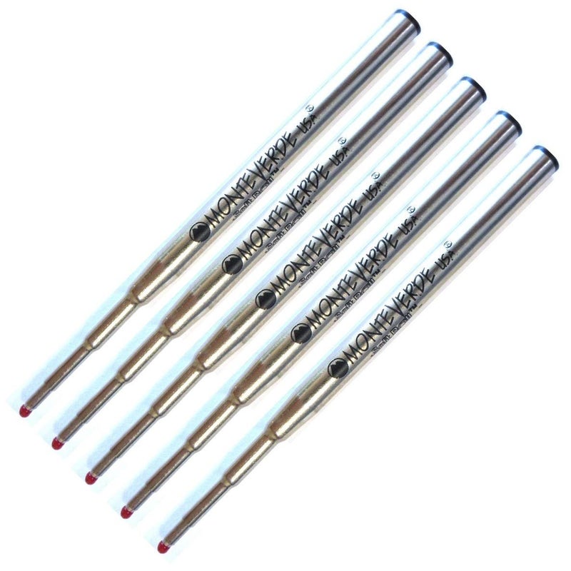 Monteverde Soft Roll Ballpoint Refills Compatible with Montblanc Retractable Pens, 5 Pack, Bulk Packed, M13 (Medium, Black)