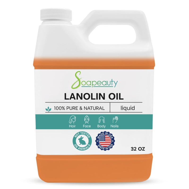 Soapeauty LANOLIN OIL Cold Pressed Unrefined | 100% Natural Available in Bulk | Carrier for Essential Oils, Face, Skin, Hair Moisturizer, Soap Making | (32 oz) - Image 1
