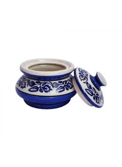 YOUR LOCAL STORE YOUR LOCAL STORE Ceramic Handi with lid Biryani Bowl Serveware 600 ML Curd Setter Sauce Pot Server for Dal Curry and Dining Tableware Blue  - Image 2