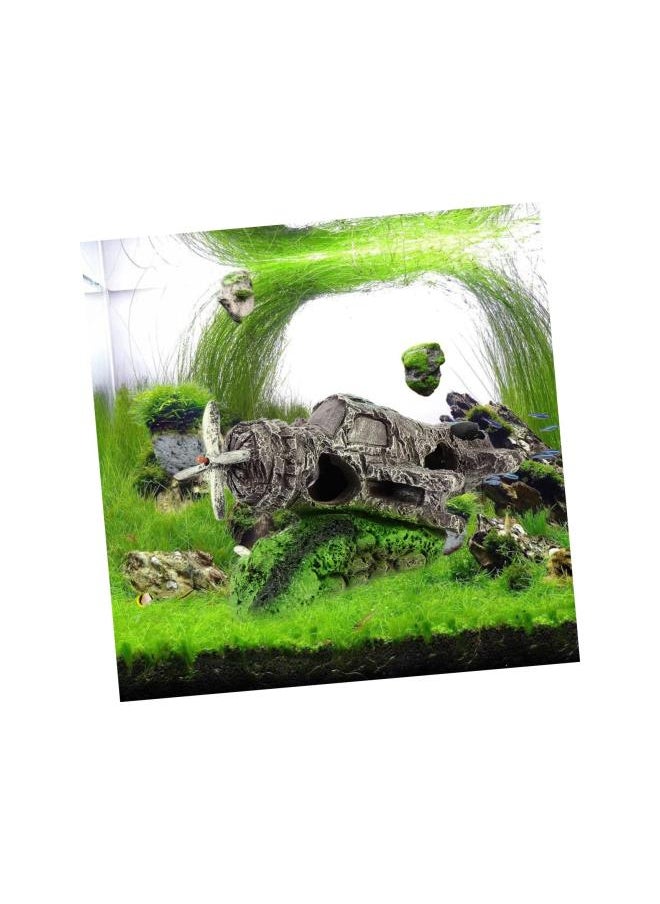 Generic - Plane Toy Plane Wreckage Fish Tank Landscaping Aquarium Airplane Aquarium Landscape Airplane Aquarium Ornament Airplane Fish Tank Decorations Airplane Figure Accessories Resin - Image 1