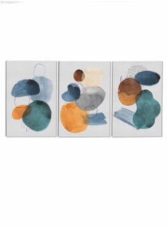 LOWHA Set Of 3 Framed Canvas Wall Arts Stretched Over Wooden Frame Hand Drawn Circles Abstract Paintings For Home Living Room Office Decor  - Image 4