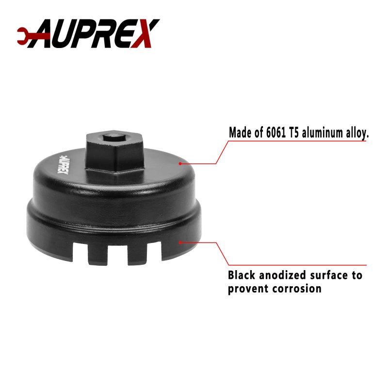 AUPREX Oil Filter Wrench Tool for Toyota Corolla, Prius, Prius Prime, Prius V, Matrix, CT200h, Scion iM/iQ/xD with 1.8 Liter Engines, 64mm 14 Flute Cup Style Oil Filter Removal Tool -6 Slots - Image 5