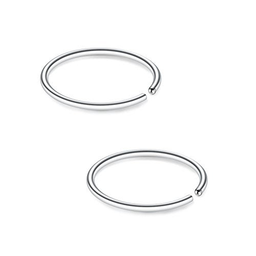 SCERRING 12PCS 22G Stainless Steel Fake Nose Septum Hoop Rings Lip Helix Cartilage Tragus Ear Ring Piercing 8mm - Silver - Image 3