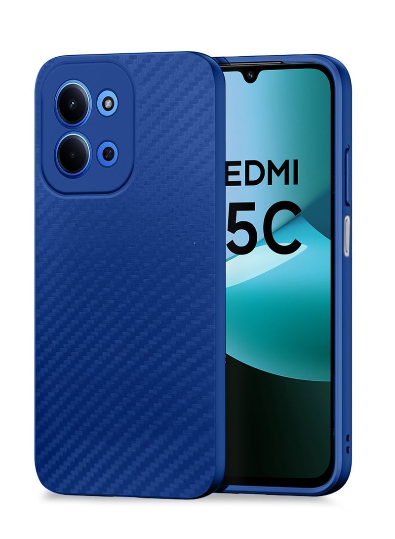 Wtech Xiaomi Redmi 15C 4G/5G 2025 Liquid Silicone Carbon Fiber Texture Case Cover (MCFPSN) - Navy Blue - Image 1