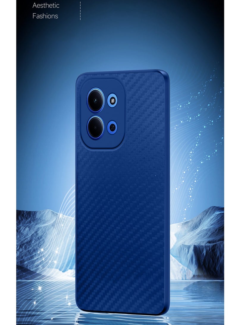 Wtech Xiaomi Redmi 15C 4G/5G 2025 Liquid Silicone Carbon Fiber Texture Case Cover (MCFPSN) - Navy Blue - Image 4