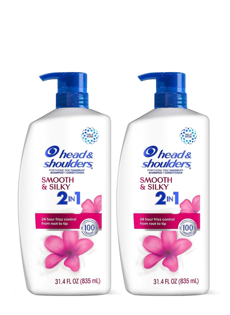 Head & Shoulders Head & Shoulders 2-in-1 Dandruff Shampoo and Conditioner, Anti-Dandruff Treatment, Smooth & Silky, 31.4 fl oz Each, Twin Pack  - Image 1