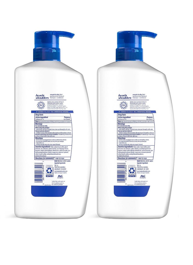 Head & Shoulders Head & Shoulders 2-in-1 Dandruff Shampoo and Conditioner, Anti-Dandruff Treatment, Smooth & Silky, 31.4 fl oz Each, Twin Pack  - Image 5