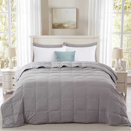 Globon Summer Down Blanket King Size, Extra Lightweight Comforter/Duvet Insert for Hot Sleepers, Noiseless & Extra Soft,12 Ounce Fill Weight, Grey - Image 1