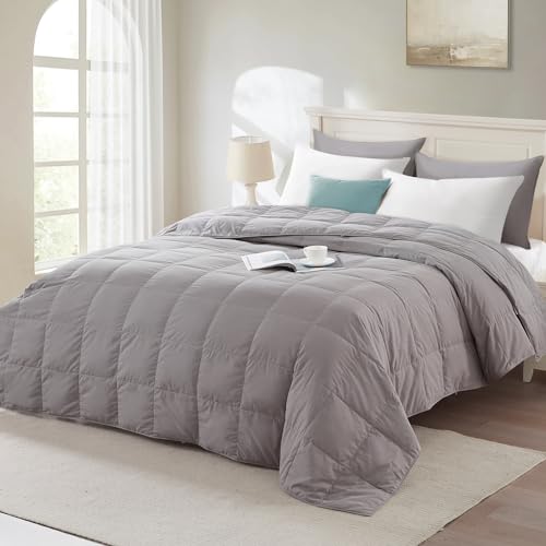 Globon Summer Down Blanket King Size, Extra Lightweight Comforter/Duvet Insert for Hot Sleepers, Noiseless & Extra Soft,12 Ounce Fill Weight, Grey - Image 2