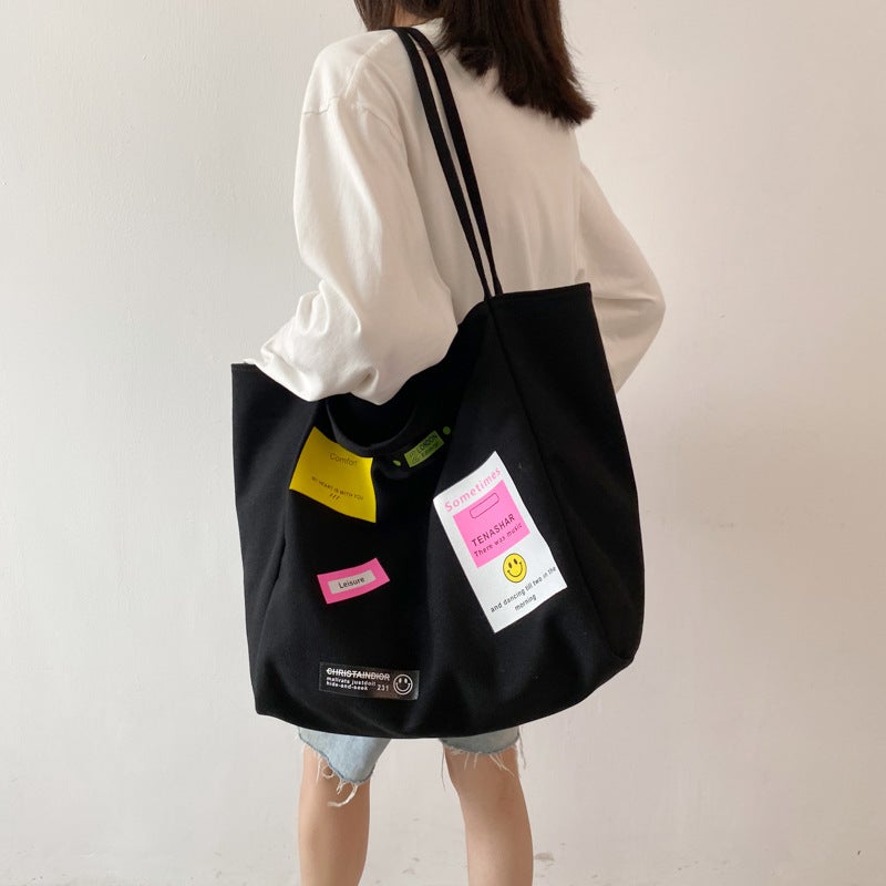 Canvas Bag Women'S Large-Capacity Outing Crossbody Bag Large-Capacity Canvas College Student Shoulder Bag Cloth Bag Versatile - Image 2