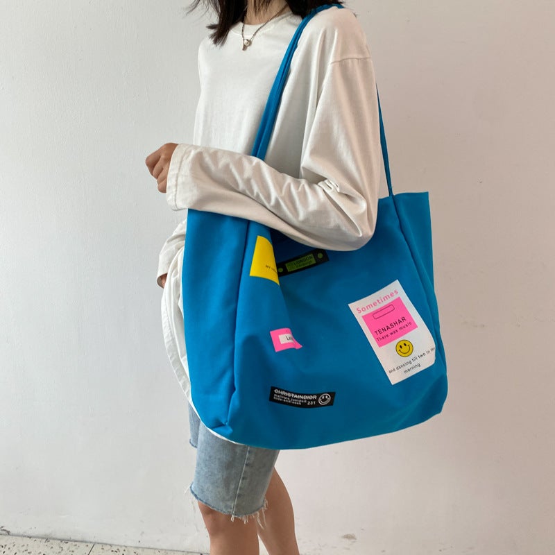 Canvas Bag Women'S Large-Capacity Outing Crossbody Bag Large-Capacity Canvas College Student Shoulder Bag Cloth Bag Versatile - Image 1