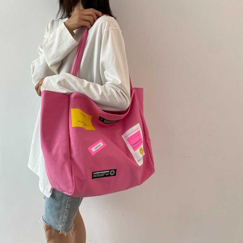 Canvas Bag Women'S Large-Capacity Outing Crossbody Bag Large-Capacity Canvas College Student Shoulder Bag Cloth Bag Versatile - Image 3