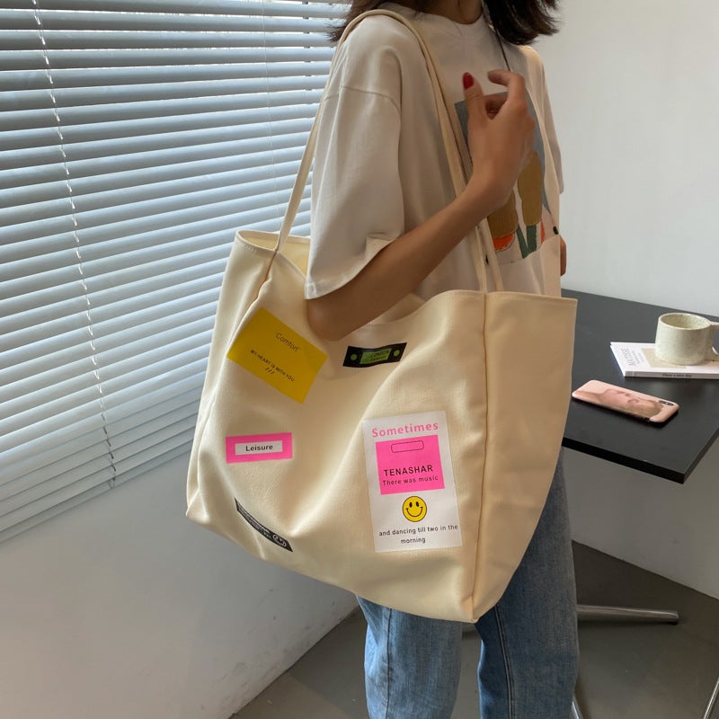 Canvas Bag Women'S Large-Capacity Outing Crossbody Bag Large-Capacity Canvas College Student Shoulder Bag Cloth Bag Versatile - Image 5