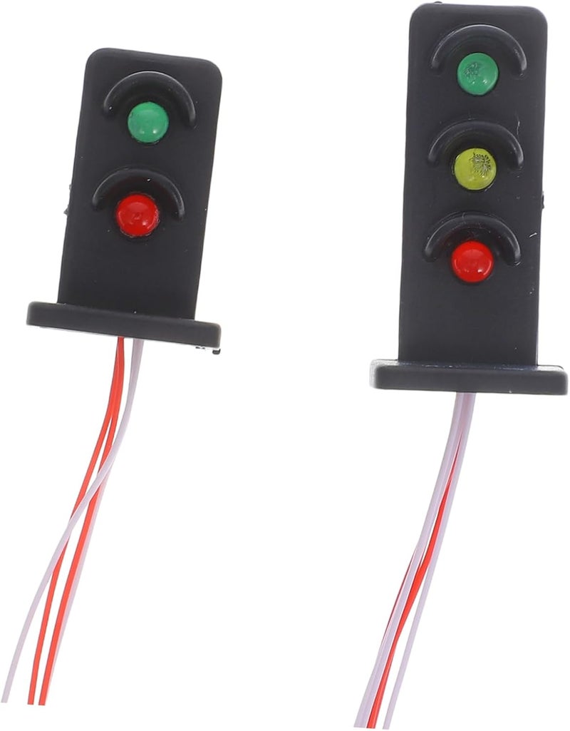2pcs Train Signal Light Model for House Decor Realistic Railroad Traffic Light Ornament - Image 1