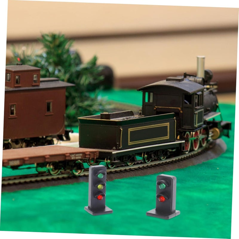 2pcs Train Signal Light Model for House Decor Realistic Railroad Traffic Light Ornament - Image 5