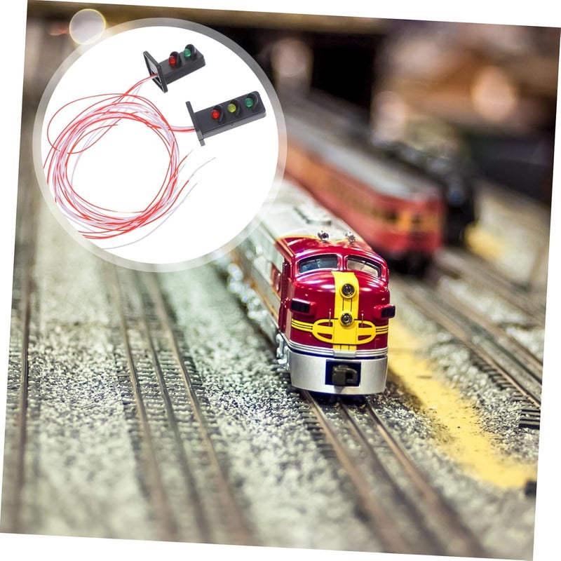 2pcs Train Signal Light Model for House Decor Realistic Railroad Traffic Light Ornament - Image 4