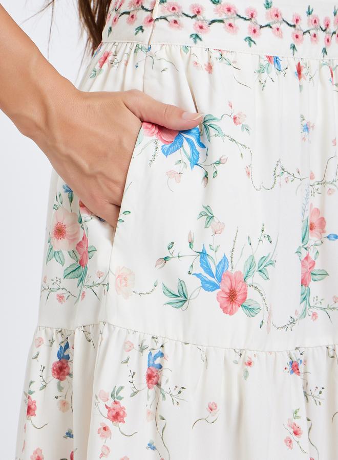 Take Two Women Floral Print Midi A-Line Skirt - Image 3