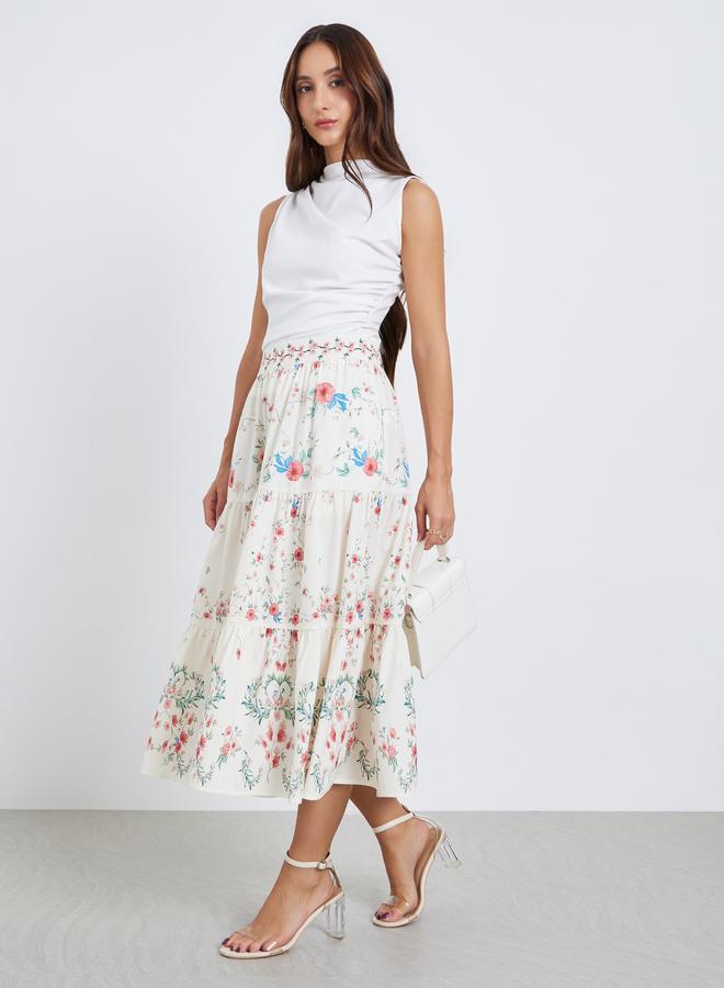 Take Two Women Floral Print Midi A-Line Skirt - Image 1