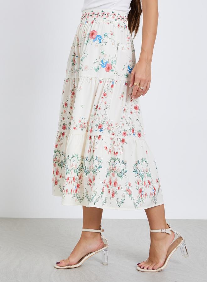 Take Two Women Floral Print Midi A-Line Skirt - Image 2