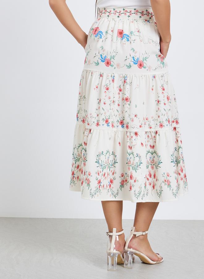 Take Two Women Floral Print Midi A-Line Skirt - Image 4