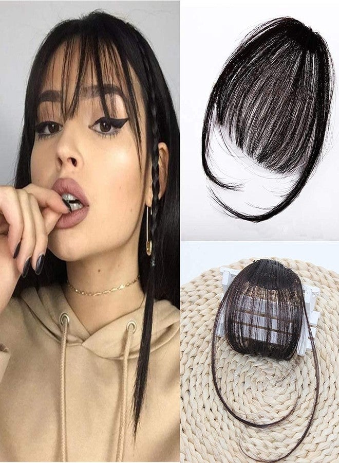 STAR WORK - Bangs Hair Clip in Bangs Human Hair Wispy Bangs Fringe with Temples Hairpieces for Women Clip on Air Bangs Flat Neat Bangs Hair Extension - Image 1