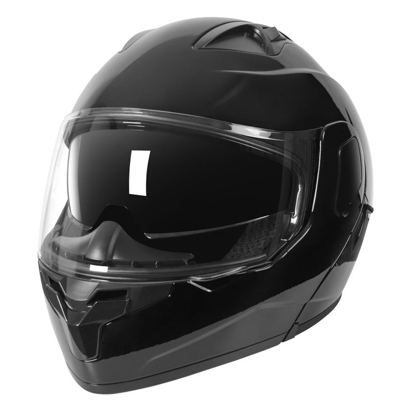 SPARK Adult Modular Motorcycle Helmet Dot Certified Flip-Up Dual Visor Full Face Helmets for Men & Women Moto ATV UTV Snowmobile ADV Four Wheeler Street Bike (Bright Black, Large) - Image 2