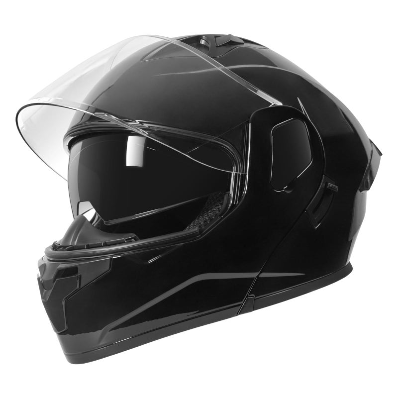 SPARK Adult Modular Motorcycle Helmet Dot Certified Flip-Up Dual Visor Full Face Helmets for Men & Women Moto ATV UTV Snowmobile ADV Four Wheeler Street Bike (Bright Black, Large) - Image 3
