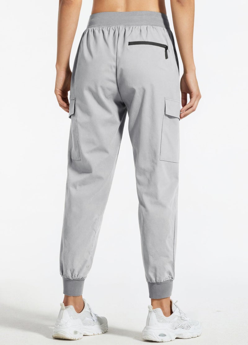 Libin Women's Cargo Joggers Lightweight Quick Dry Hiking Pants Athletic Lounge Casual Travel, Light Gray M - Image 3