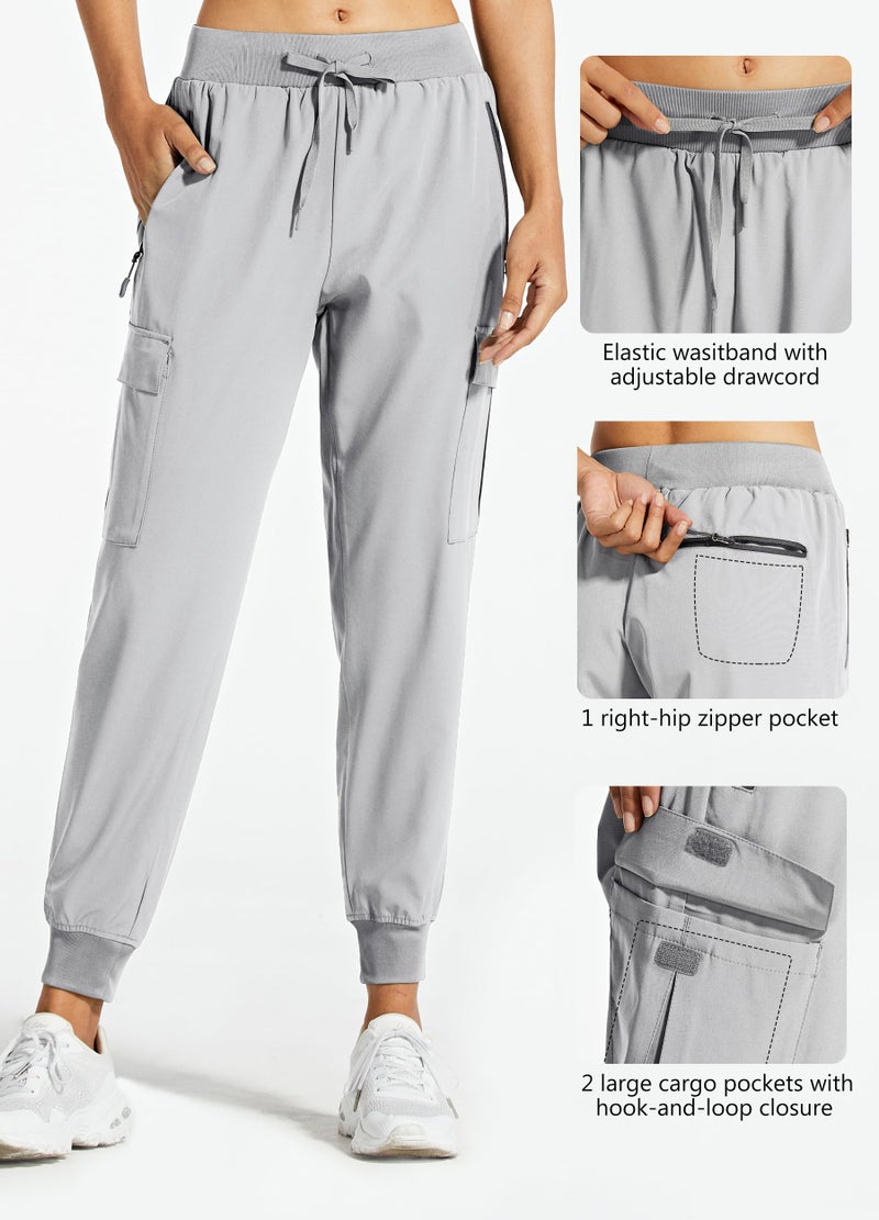 Libin Women's Cargo Joggers Lightweight Quick Dry Hiking Pants Athletic Lounge Casual Travel, Light Gray M - Image 4
