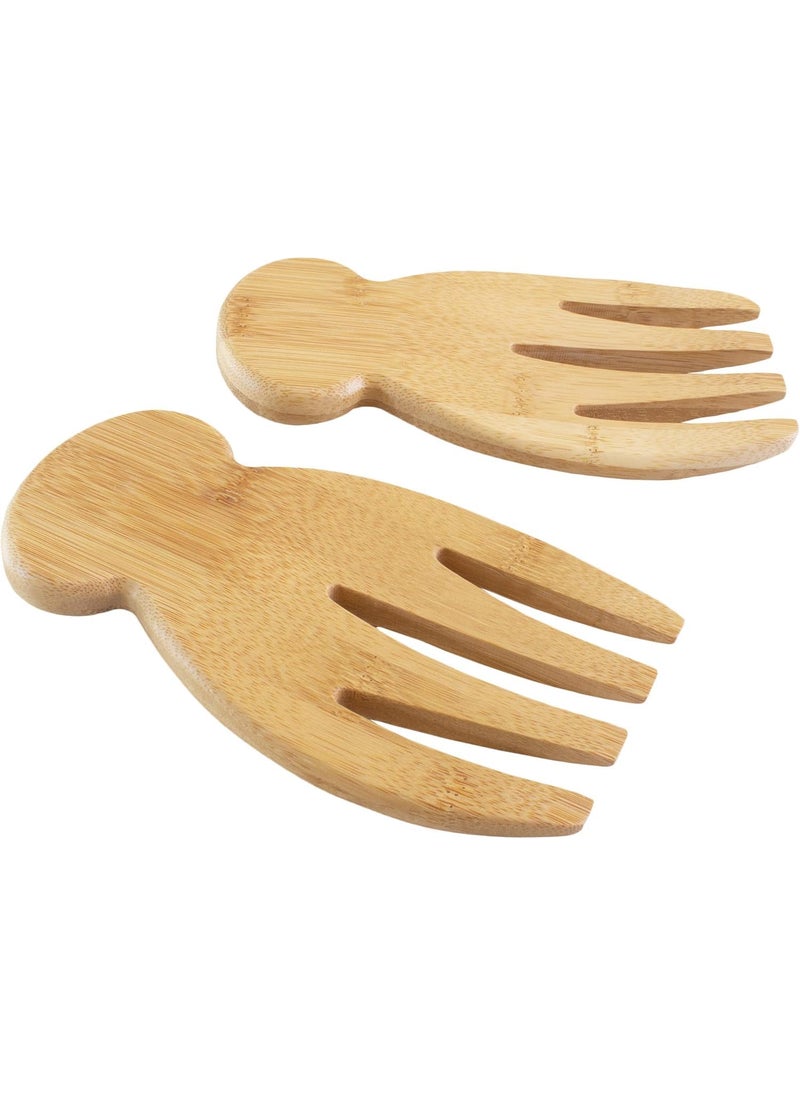 CRAFTED TURN Wooden Salad Hands Set of 2 Bamboo Wood Salad Servers Great for Tossing and Serving Salad Pasta and More
