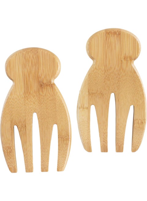 CRAFTED TURN Wooden Salad Hands Set of 2 Bamboo Wood Salad Servers Great for Tossing and Serving Salad Pasta and More