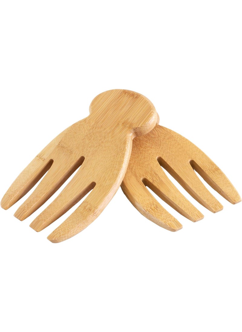CRAFTED TURN Wooden Salad Hands Set of 2 Bamboo Wood Salad Servers Great for Tossing and Serving Salad Pasta and More