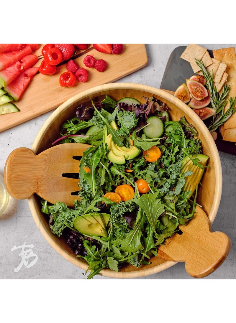 CRAFTED TURN Wooden Salad Hands Set of 2 Bamboo Wood Salad Servers Great for Tossing and Serving Salad Pasta and More