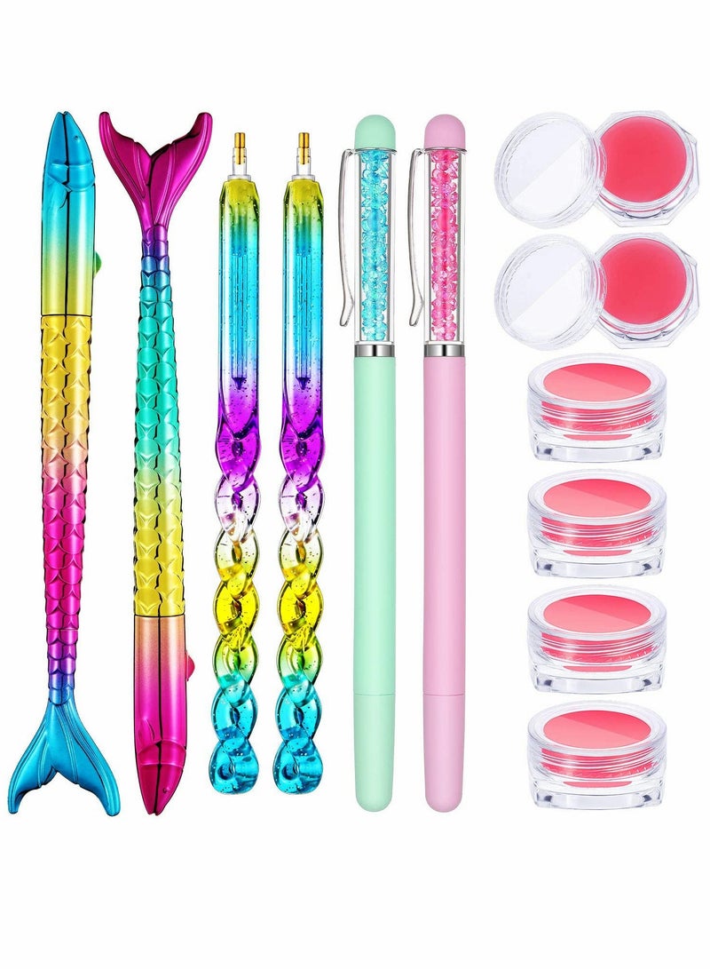 KASTWAVE Point Drill Pen, Nail Tool Pen, Diamond Painting Tool, Spiral Diamond Painting Pen, Cross Stitch Point Drill Toolset, 6 Piece Diamond Painting Wax Storage Case, 12 Piece (Pink) - Image 1
