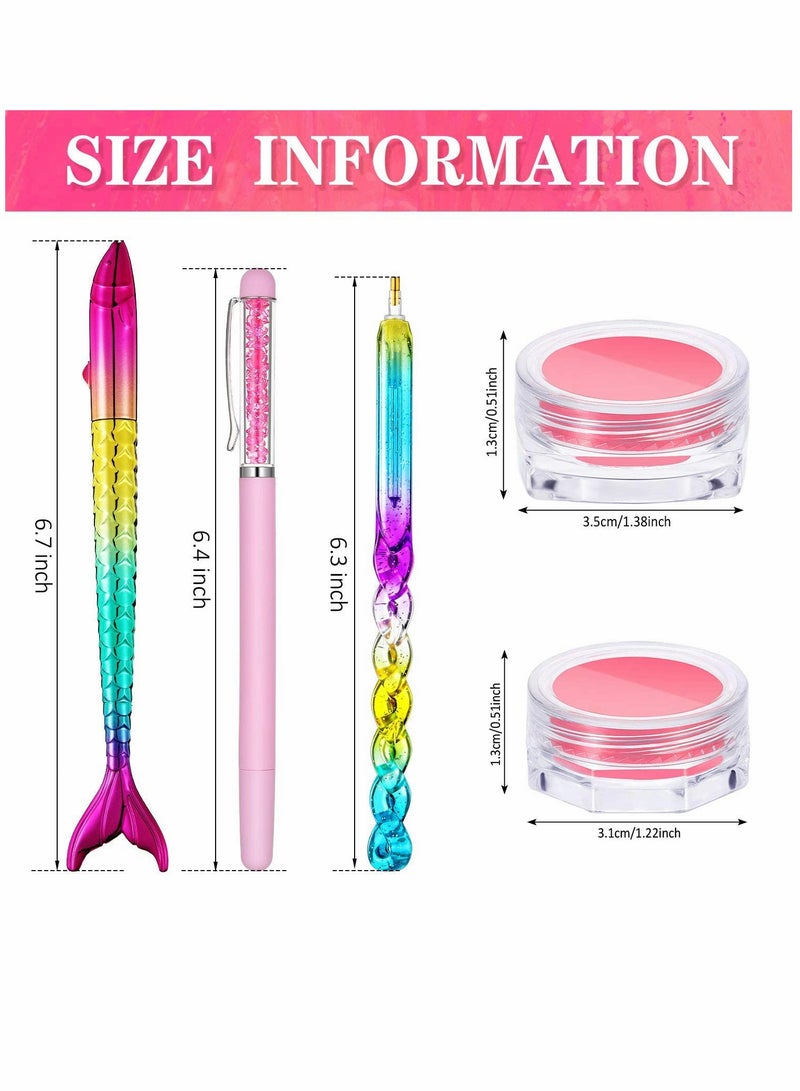 KASTWAVE Point Drill Pen, Nail Tool Pen, Diamond Painting Tool, Spiral Diamond Painting Pen, Cross Stitch Point Drill Toolset, 6 Piece Diamond Painting Wax Storage Case, 12 Piece (Pink) - Image 2