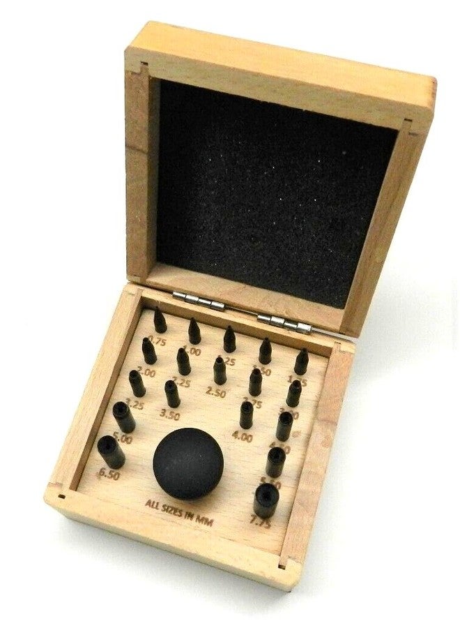JTS Bezel Setting Tools 18 Punch Set Size Range 0.75 to 7.75mm in Wooden Box - Image 3