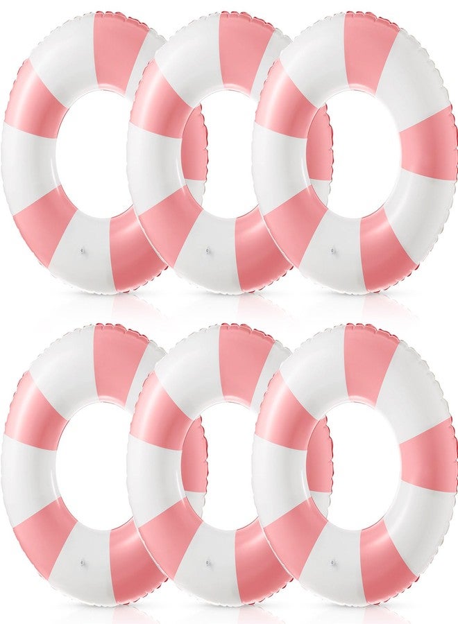 Arrowbash مجموعة أروباش المكونة من 6 قطع من عوامات حمام السباحة العملاقة القابلة للنفخ بطول 47.24 بوصة، أنابيب عائمة كلاسيكية مخططة لحمامات السباحة للبالغين، أنبوب داخلي قابل للنفخ للسباحة على الشاطئ - Image 1