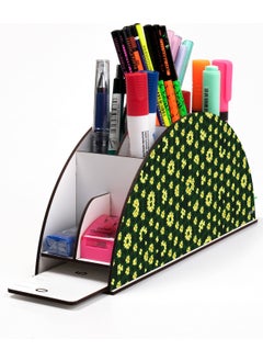 KutuTR Wooden Vip Daisy Series Desktop Pen Holder Organizer with Rainbow Ruler Mounted Boxed  - Image 1